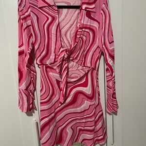 Zara Pink Swirl Blouse